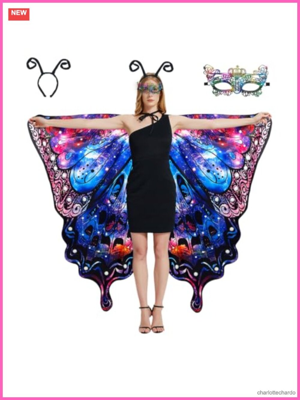 Double Sided Butterfly Cape Costume for Women Halloween Cosplay Party Adult
